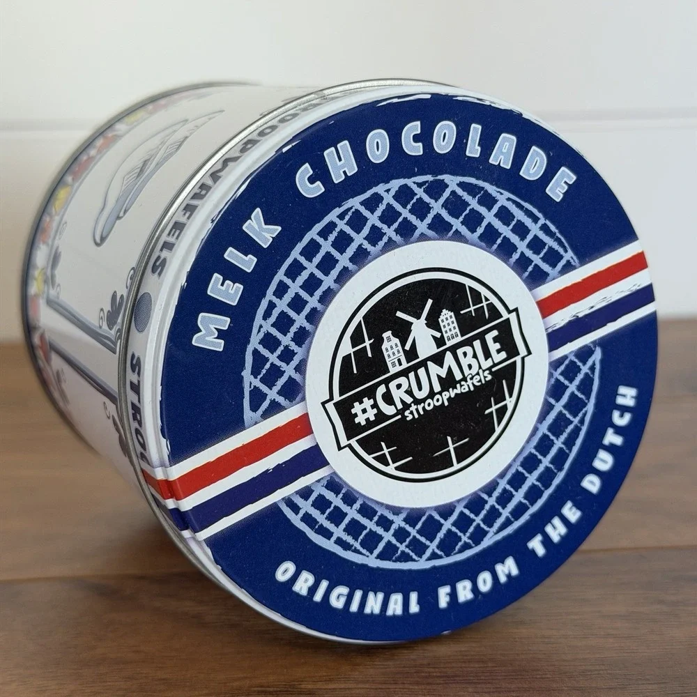 Stroopwafels Crumble Blue White Dutch Cookie Tea Tin Box Empty Movie Prop‎ Decor